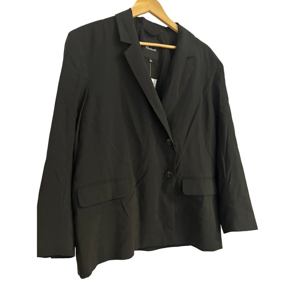 Madewell The Relaxed Oversized Blazer In Softdrape True Black Large - Picture 8 of 13